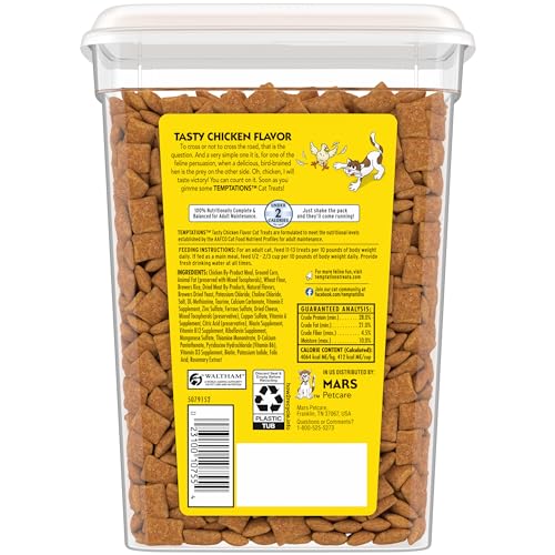 Temptations Classic Crunchy and Soft Cat Treats Tasty Chicken Flavor, 16 oz. Tub