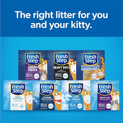 Fresh Step Clumping Cat Litter, Multi-Cat, Long Lasting Odor Control Kitty Litter with Activated Charcoal, Low Dust Formula, 14 lb