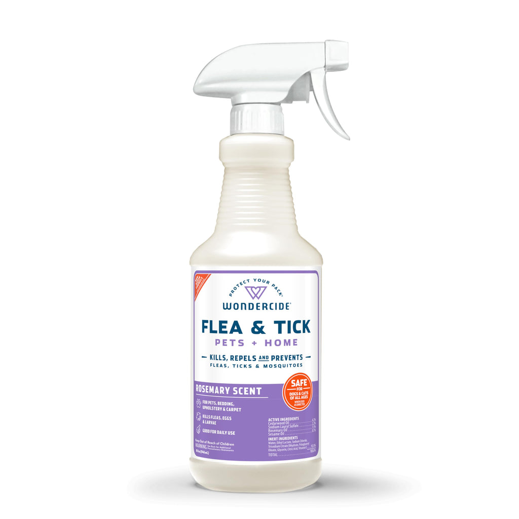 Wondercide - Flea, Tick & Mosquito Spray for Dogs, Cats, and Home - Killer, Control, Prevention, Treatment - with Natural Essential Oils - Pet and Family Safe - Rosemary 16 oz