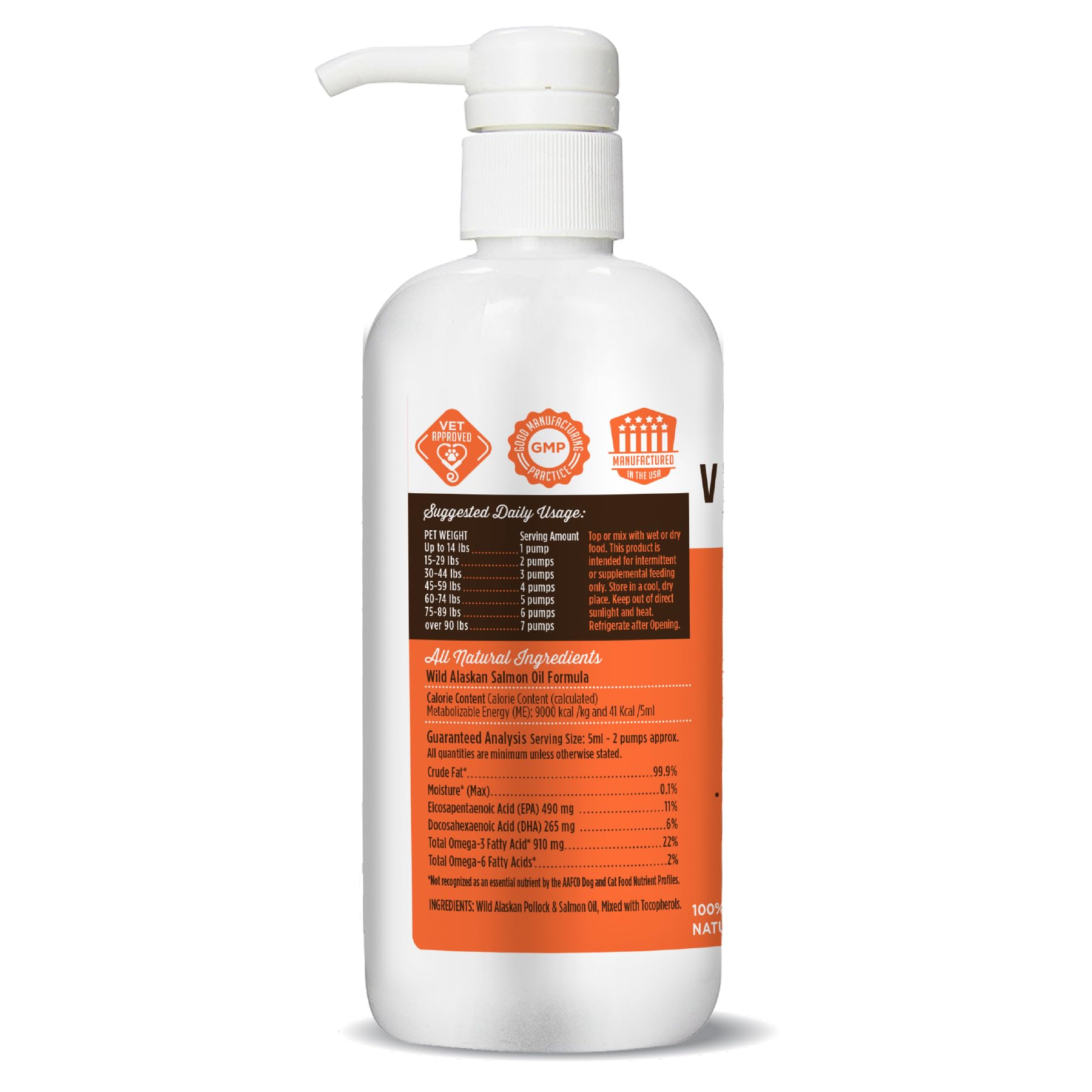 VetPro Complete Wild Alaskan Salmon Oil Formula Supplement for Dogs & Cats, 16 Ounces, Omega 3 & 6 Liquid Fish Oil, EPA + DHA Fatty Acids, Coat & Joint Support, Helps Dry Skin & Allergies, Add to Food