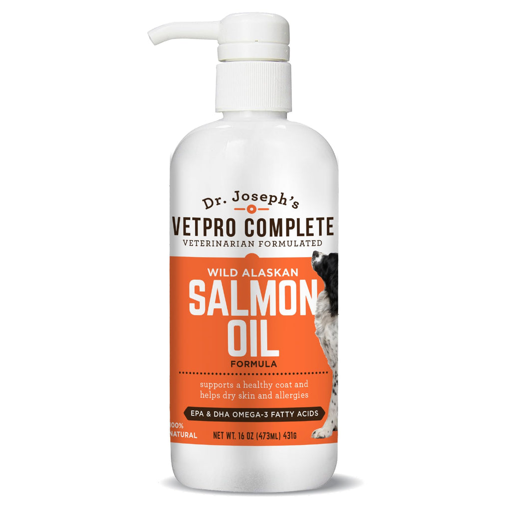 VetPro Complete Wild Alaskan Salmon Oil Formula Supplement for Dogs & Cats, 16 Ounces, Omega 3 & 6 Liquid Fish Oil, EPA + DHA Fatty Acids, Coat & Joint Support, Helps Dry Skin & Allergies, Add to Food