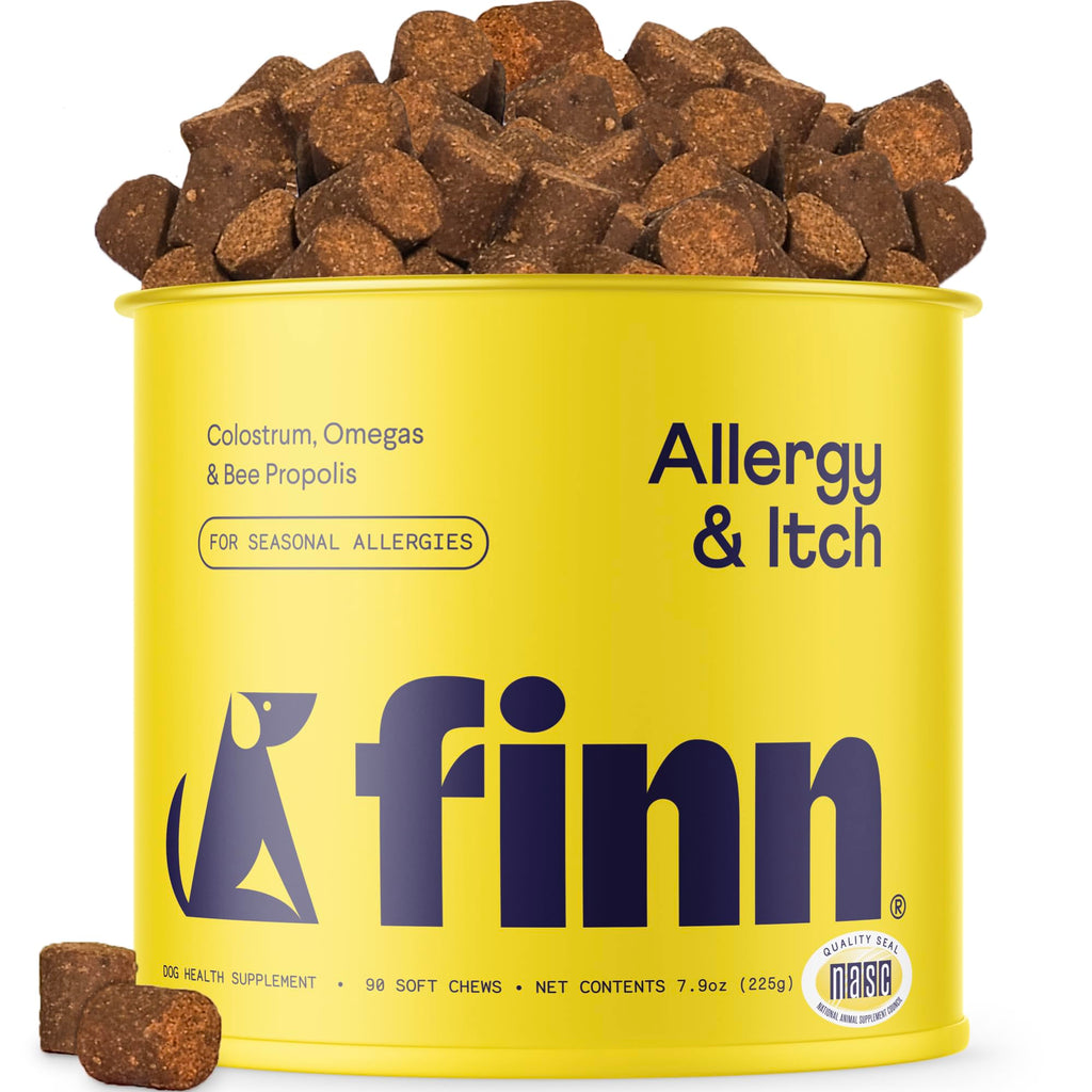 Finn Allergy & Itch for Dogs | Daily Support for Itchy Skin, Immune Health & Seasonal Allergies from Colostrum, Bee Propolis + Probiotics | 90 Soft Chews
