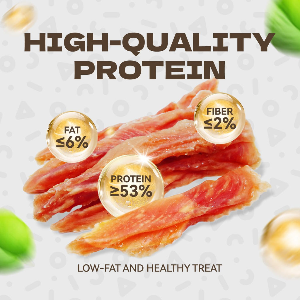 KUADELRO Chicken Jerky Dog Treats, Real Chicken Strips Dog Training Treats Soft Rawhide-Free Chews Healthy Snacks for Small Medium Large Breed 10.54oz