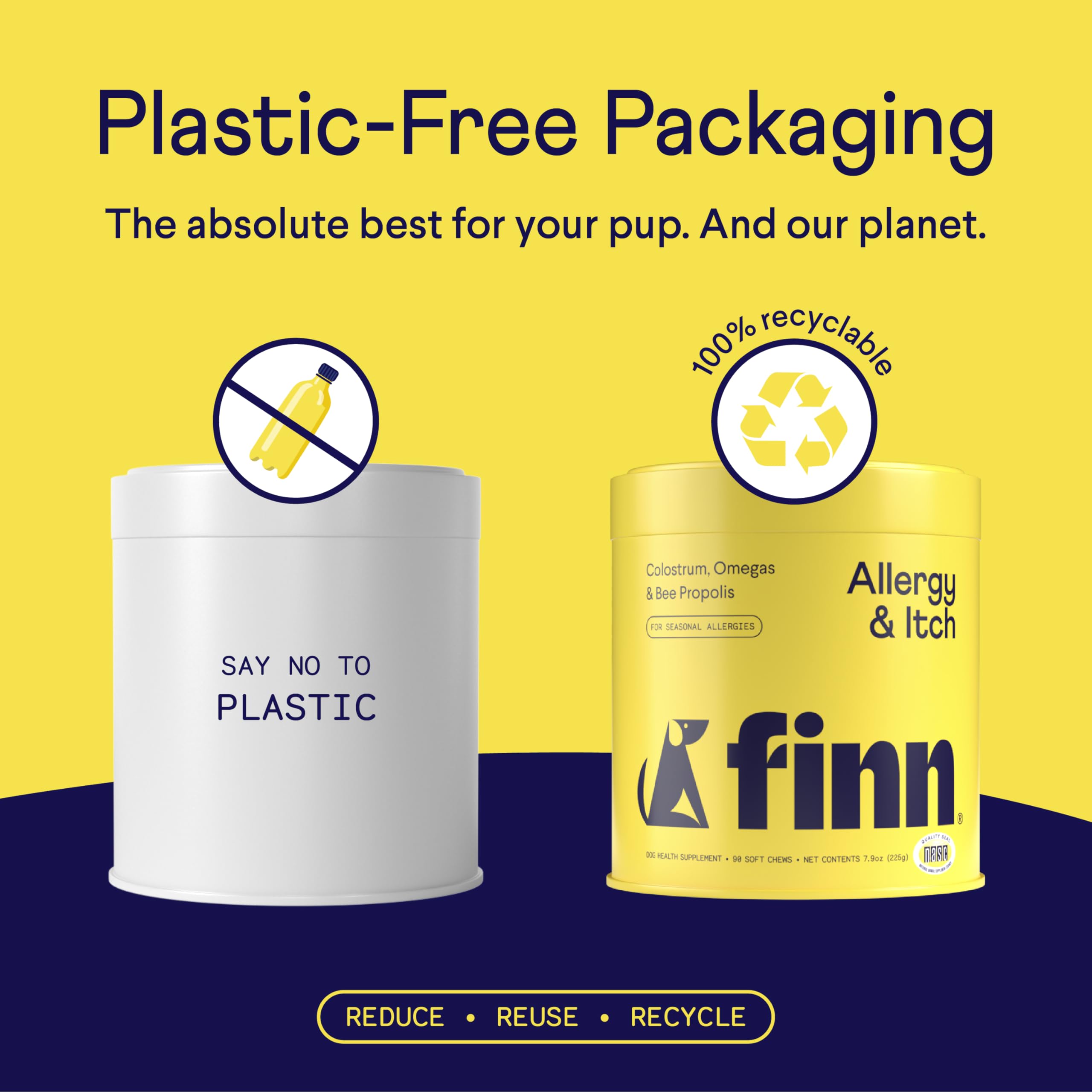 Finn Allergy & Itch for Dogs | Daily Support for Itchy Skin, Immune Health & Seasonal Allergies from Colostrum, Bee Propolis + Probiotics | 90 Soft Chews