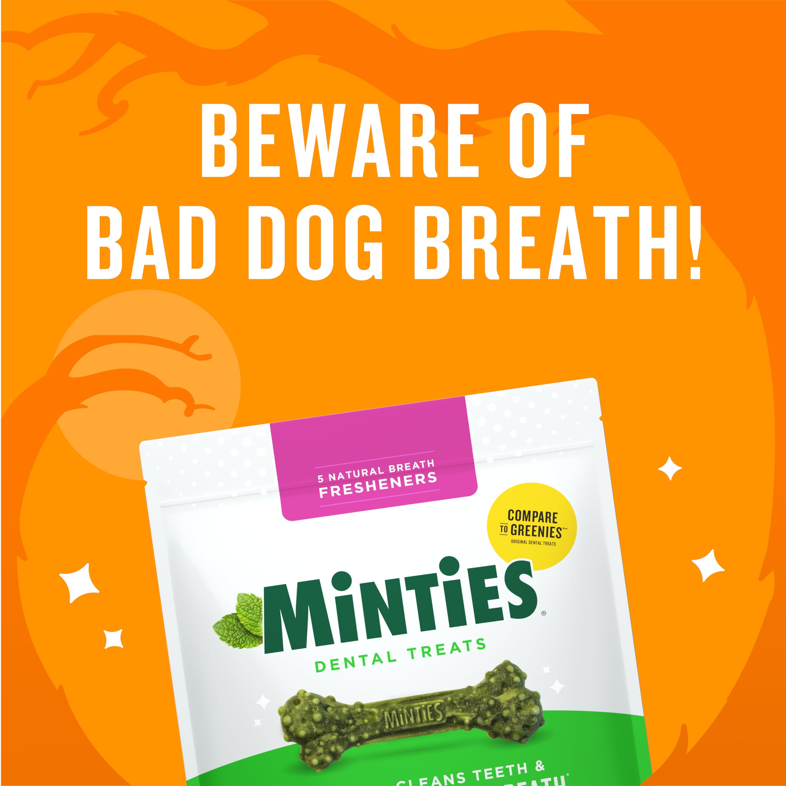 Minties Dental Chews for Dogs, 40 Count, Vet-Recommended Mint-Flavored Treats for Tiny/Small Dogs 5-24 lbs, Dental Bones Clean Teeth, Fight Bad Breath, and Removes Plaque and Tartar