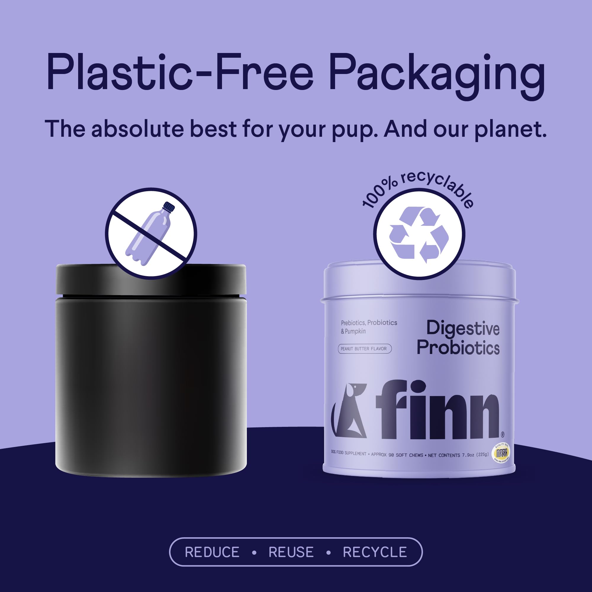 Finn Digestive Probiotics for Dogs - Complete Digestive System Support with Pumpkin, Prebiotics, & Live Probiotics - Vet Recommended & Made in The USA - 90 Soft Chews (Peanut Butter)