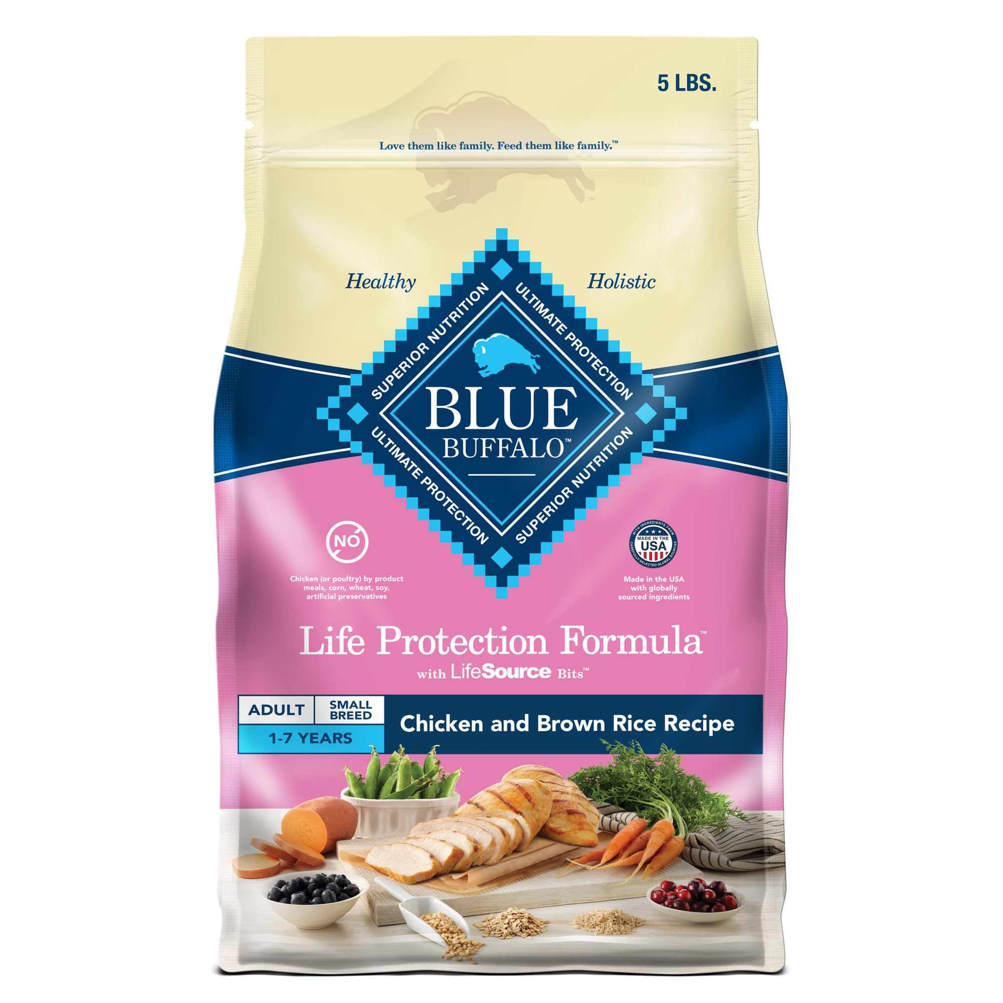 Blue Buffalo Life Protection Formula Natural Adult Small Breed Dry Dog Food, Chicken and Brown Rice 5-lb Trial Size Bag