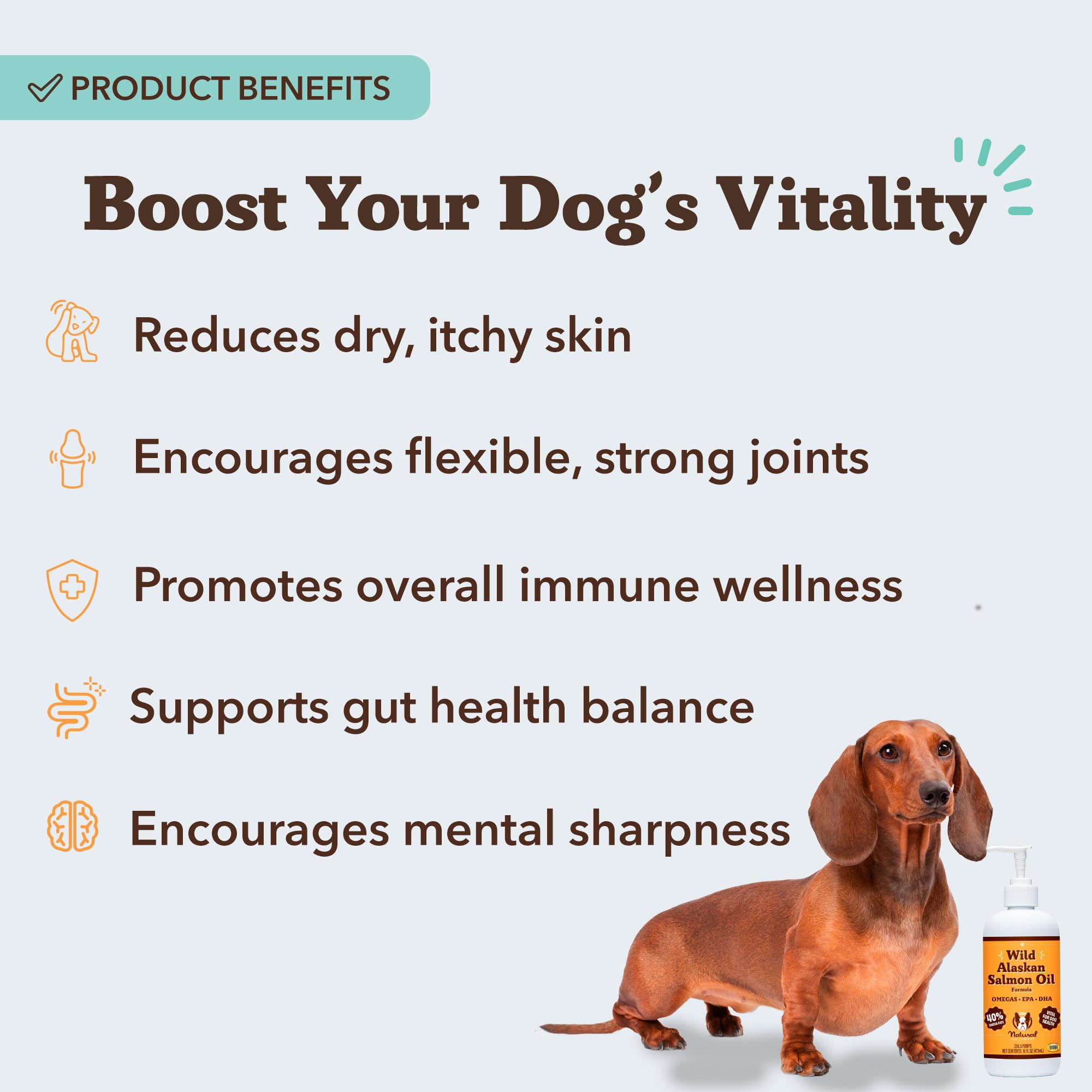 Natural Dog Company Wild Alaskan Salmon Oil Formula with Omega 3, Fish Oil for Dogs Supplement, Skin & Coat Dog Oil, Itchy Relief, Immune Support for Joints & Heart, Food Topper, 16 oz.
