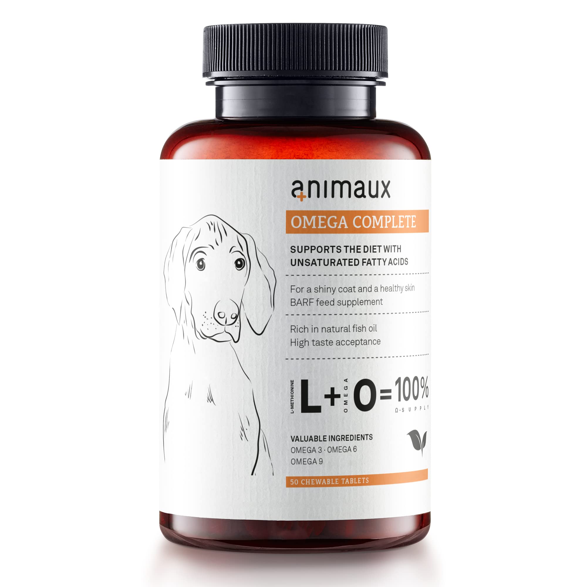animaux - Omega Complete for Dogs Fish Oil Tablets, Omega 3,6 & 9 Fatty acids to Support Vitality, Bone Structure, Barf Supplement, Salmon Oil for Skin & Coat, 50 chewable Tablets, 100 Days Supply