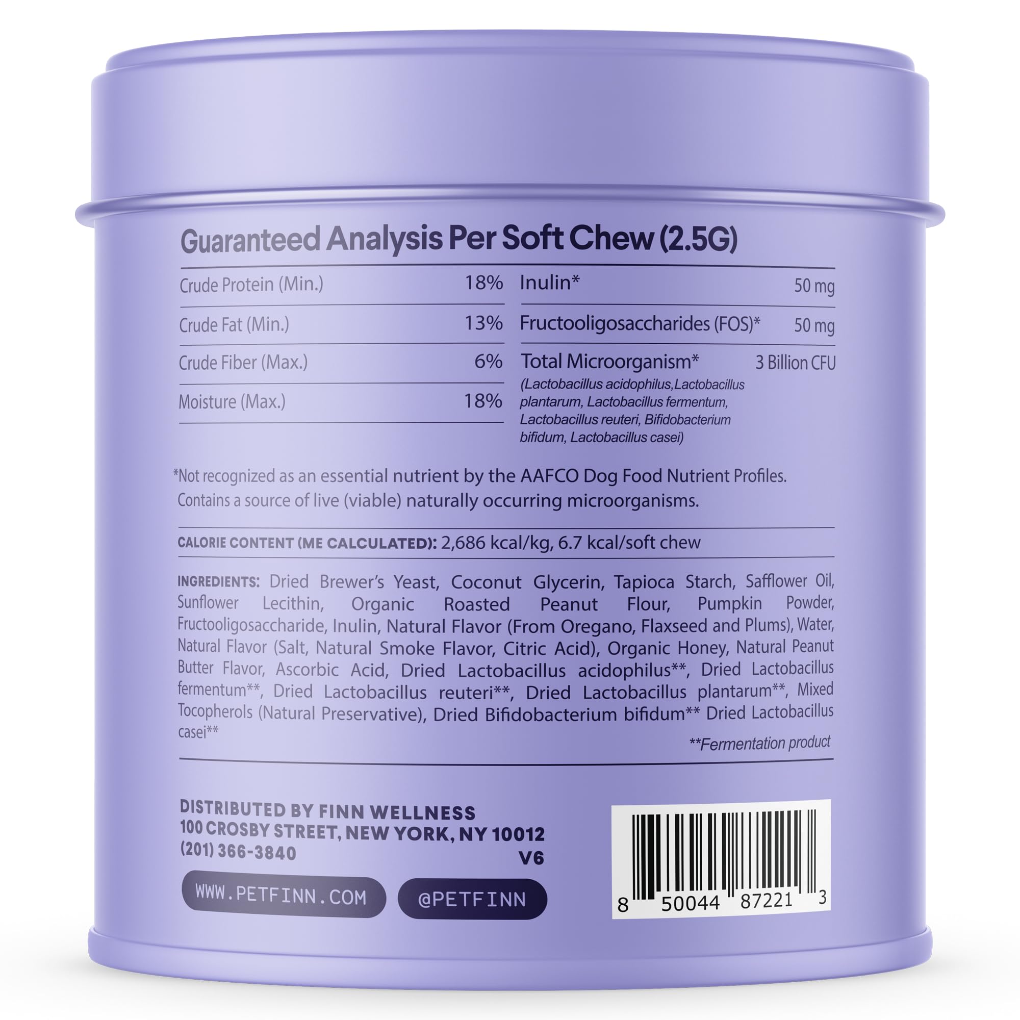 Finn Digestive Probiotics for Dogs - Complete Digestive System Support with Pumpkin, Prebiotics, & Live Probiotics - Vet Recommended & Made in The USA - 90 Soft Chews (Peanut Butter)