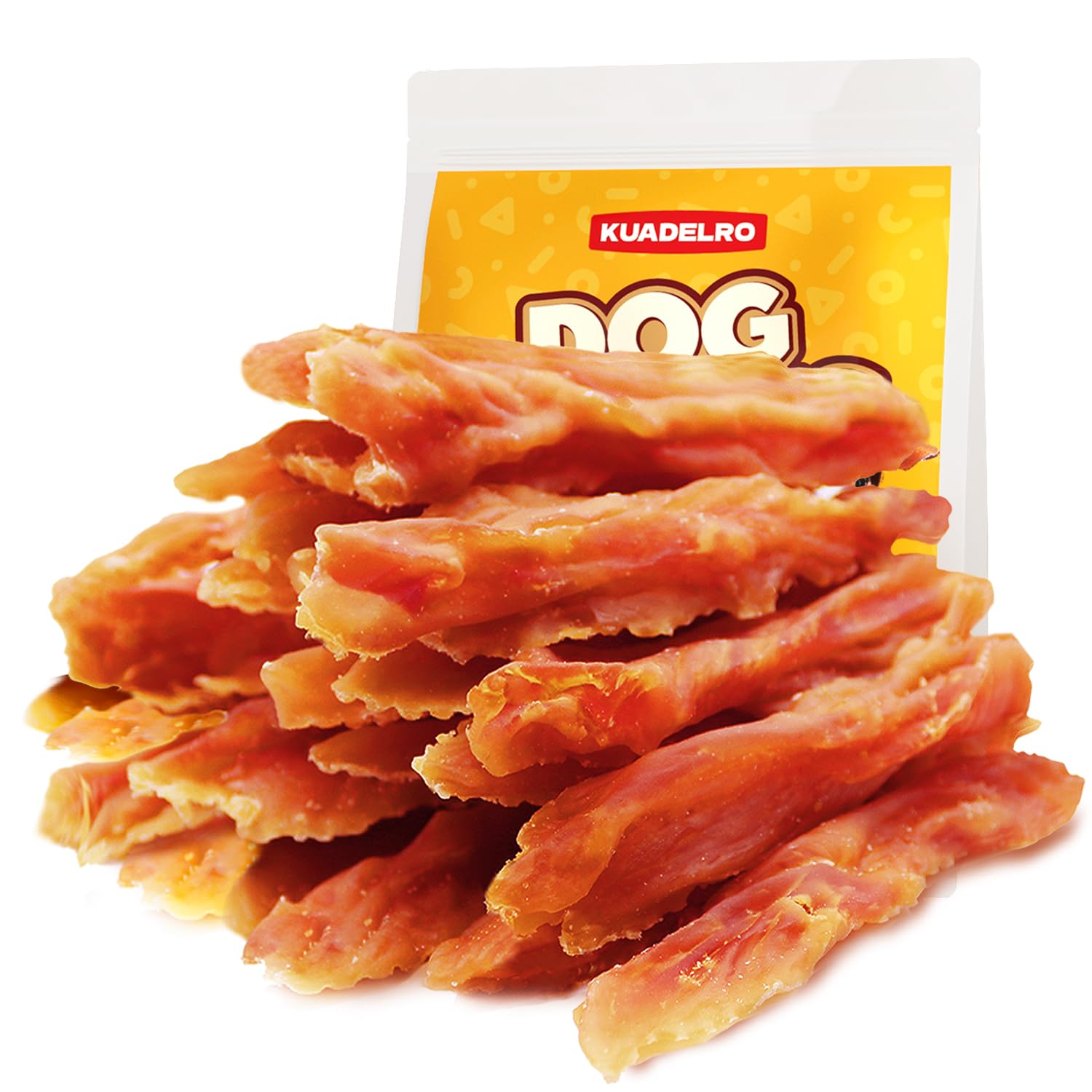 KUADELRO Chicken Jerky Dog Treats, Real Chicken Strips Dog Training Treats Soft Rawhide-Free Chews Healthy Snacks for Small Medium Large Breed 10.54oz
