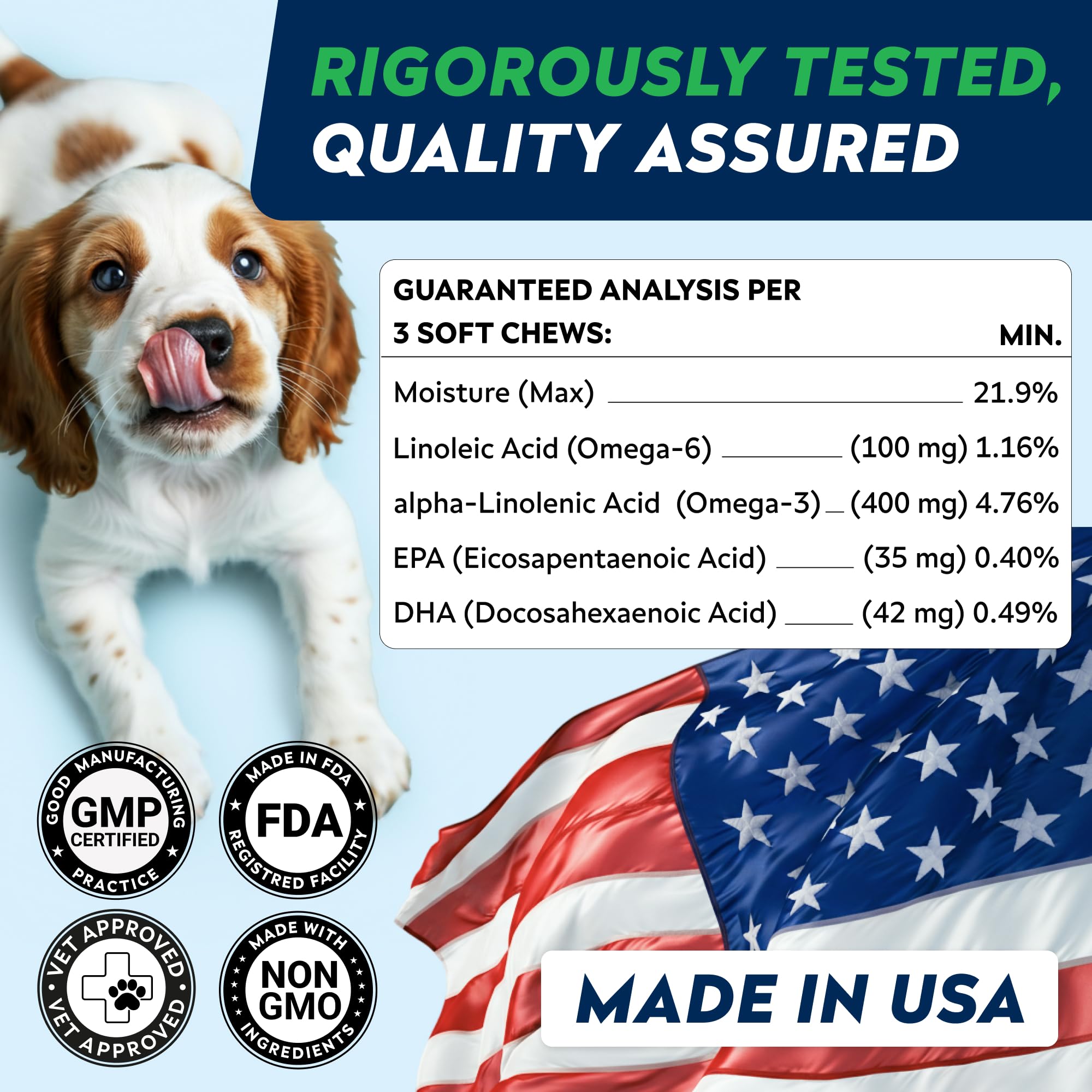 StrellaLab Omega 3 for Dogs - (180Ct) Fish Oil Treats - Allergy & Itch Relief Skin&Coat Supplement - Dry Itchy Skin, Shedding, Hot Spots Treatment, Anti Itch - Pet Salmon Oil Chews - Atlantic Salmon