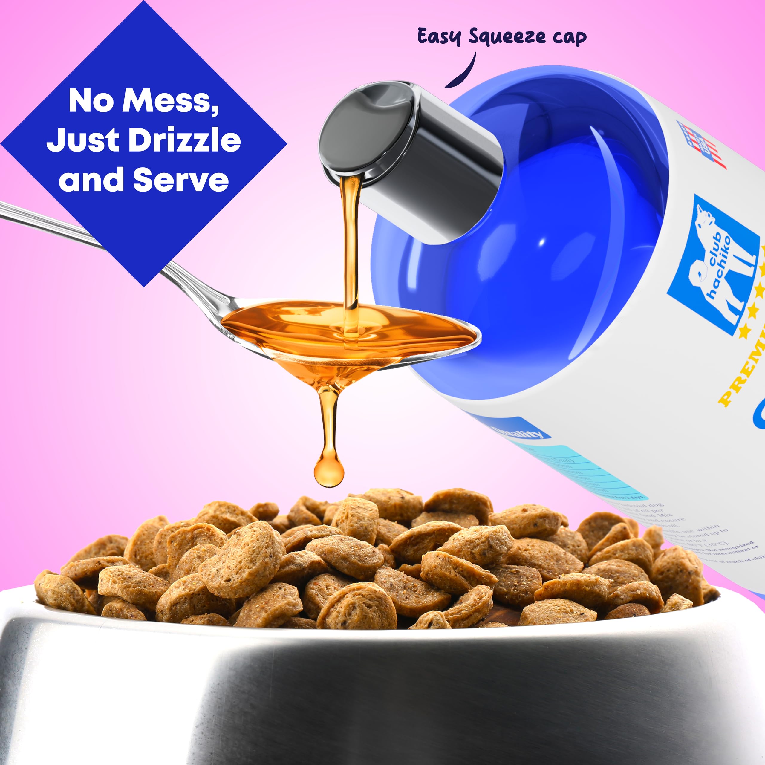 Wild Alaskan Salmon & Pollock Oil for Dogs – Itchy Skin, Shedding, Allergy & Joint Relief – NASC Certified Omega 3s – 16oz Liquid Food Topper – Club Hachiko