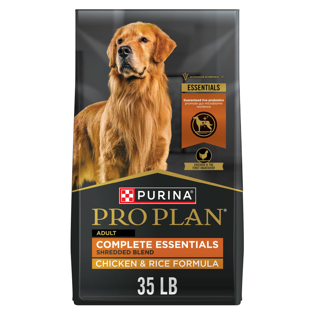 Purina Pro Plan Complete Essentials Shredded Blend Chicken and Rice Dog Food Dry Formula with Probiotics for Dogs - 35 lb. Bag
