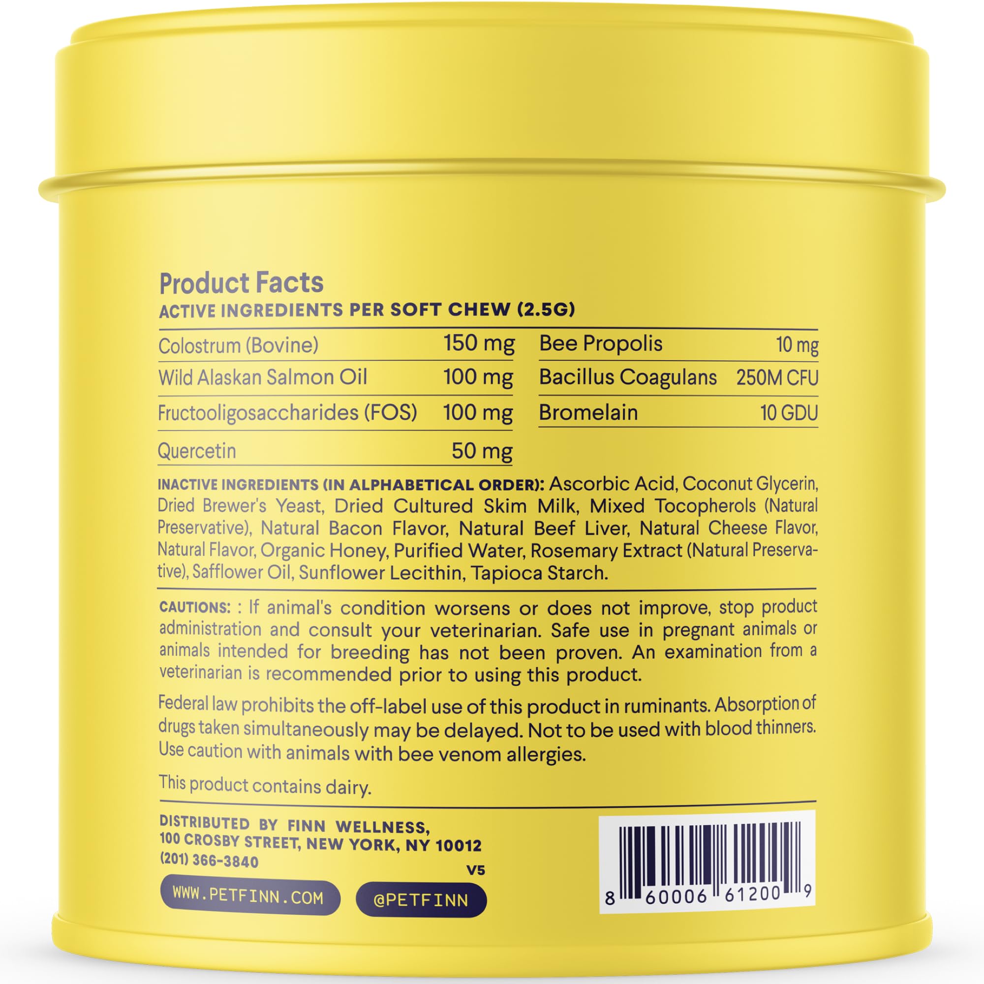 Finn Allergy & Itch for Dogs | Daily Support for Itchy Skin, Immune Health & Seasonal Allergies from Colostrum, Bee Propolis + Probiotics | 90 Soft Chews