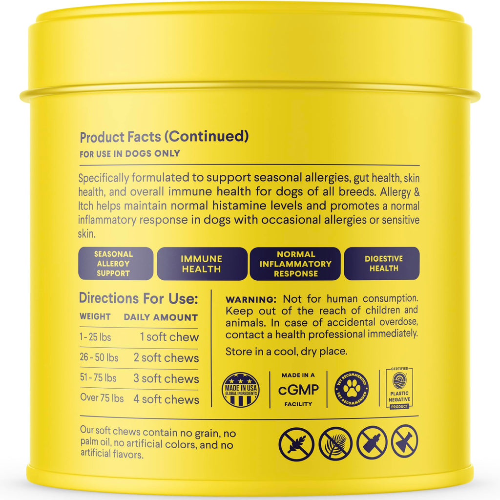 Finn Allergy & Itch for Dogs | Daily Support for Itchy Skin, Immune Health & Seasonal Allergies from Colostrum, Bee Propolis + Probiotics | 90 Soft Chews